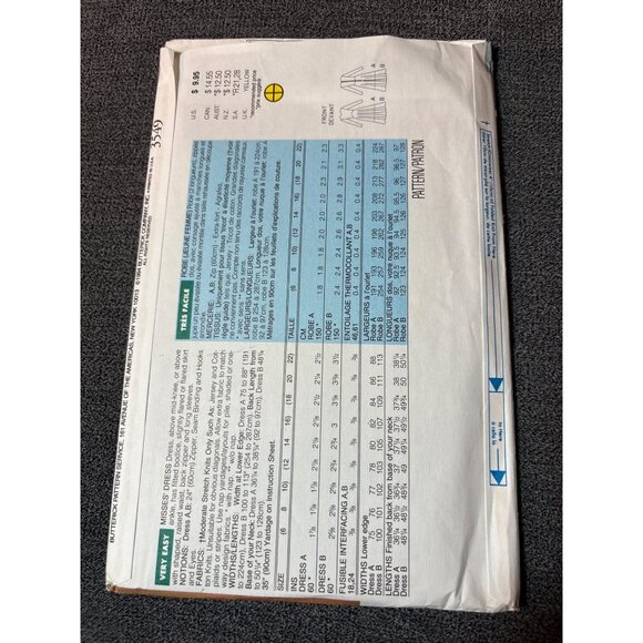 Butterick 3549 Womens Sewing Pattern Dress Size 12- 14-16 Family Circle 1994 Col - Picture 3 of 5